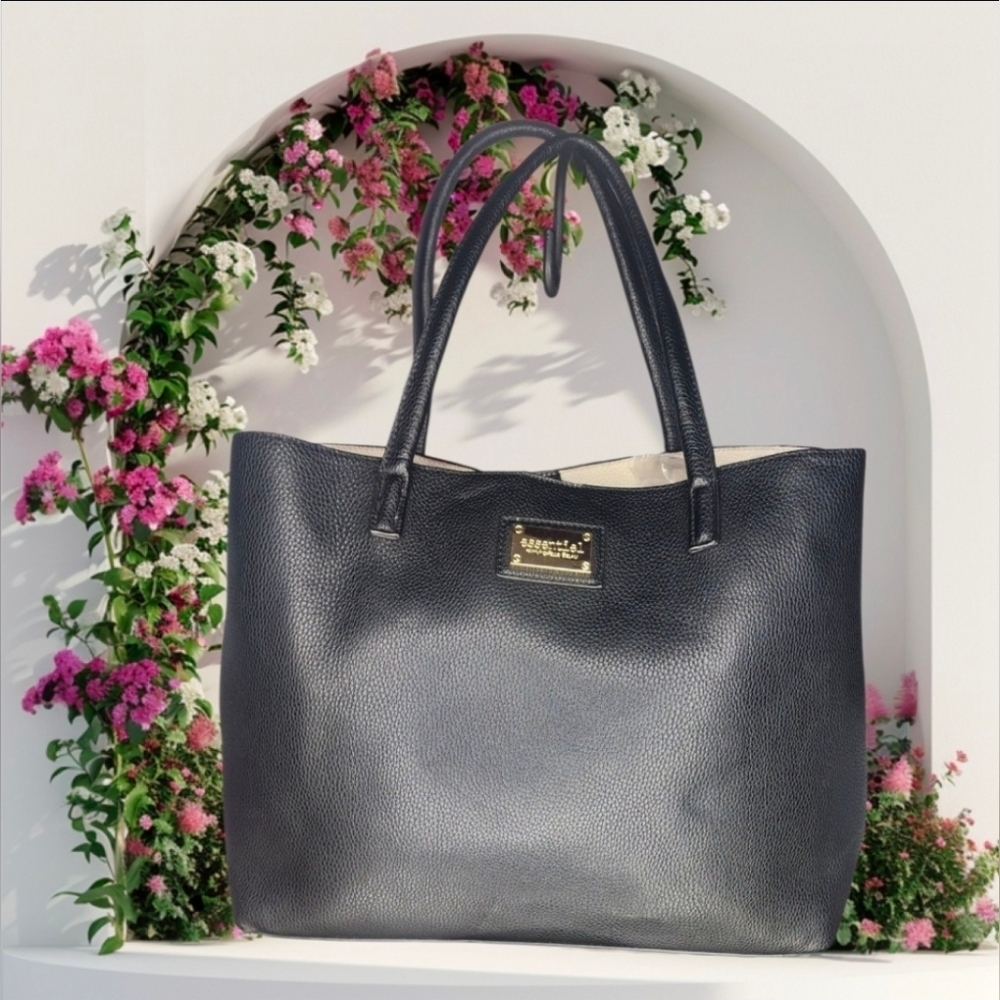 Michelle Belau Essentiel Pour Elegant Black Tote Bag With Real Leather From Peru